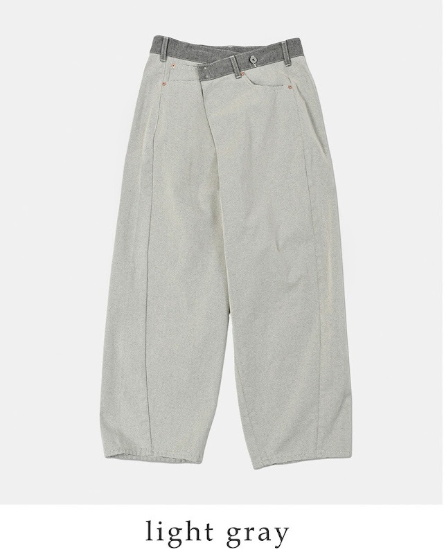 whyto ホワイト アシンメトリー タック デニムパンツ “asymmetry tuck