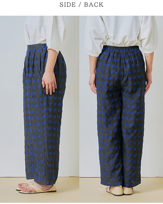 whyto ホワイト 2タック ジャガード ワイドパンツ “jacquard wide