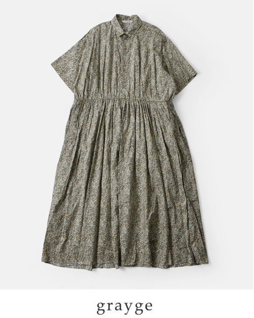 TOUJOURS トゥジュー リバティ プチフラワー プリント コットン ドレス “Short Sleeve Classic Gathered  Dress” ym40pd01 | iroma..aranciato