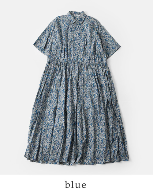 TOUJOURS トゥジュー リバティ プチフラワー プリント コットン ドレス “Short Sleeve Classic Gathered  Dress” ym40pd01 | iroma..aranciato