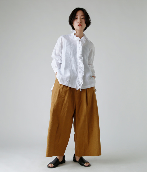 TOUJOURS トゥジュー ハード ウォッシュ リネン シャツ “Ruffle