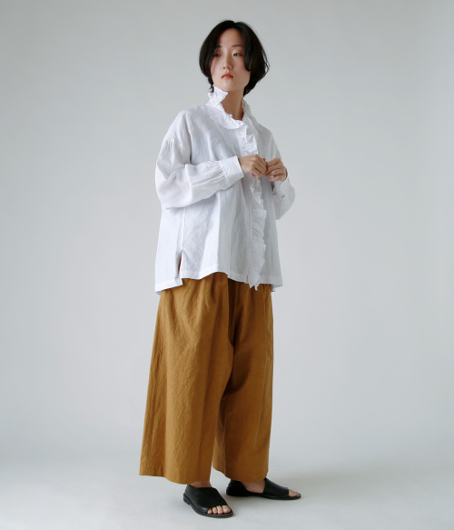 TOUJOURS トゥジュー ハード ウォッシュ リネン シャツ “Ruffle