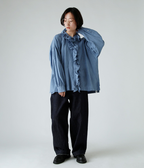 TOUJOURS トゥジュー ハード ウォッシュ リネン シャツ “Ruffle
