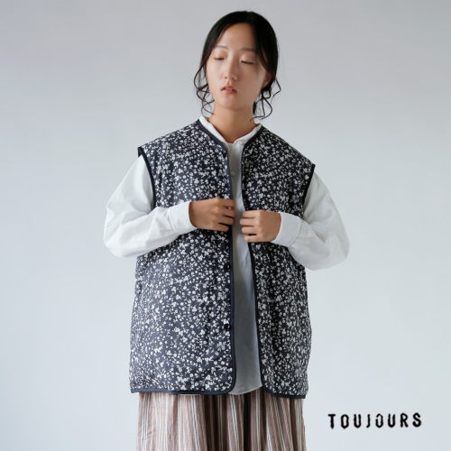 toujoursリバーシブルボアベスト size 1 TOUJOURS Reversible Padded Utility Vest | PLEASE