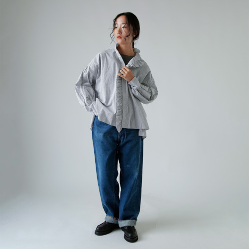 TOUJOURS トゥジュー タッタソール プレイド ラッフルシャツ “Band