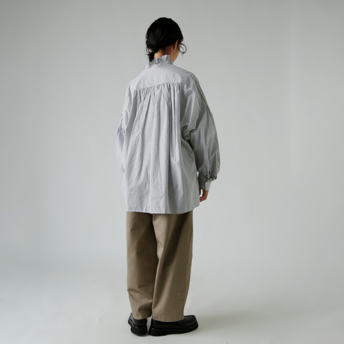 TOUJOURS トゥジュー タッタソール プレイド ラッフルシャツ “Band