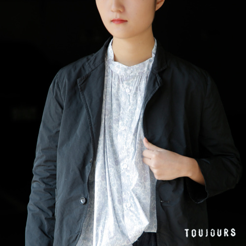 TOUJOURS トゥジュー リバティグレー フラワープリントコットン シャツ