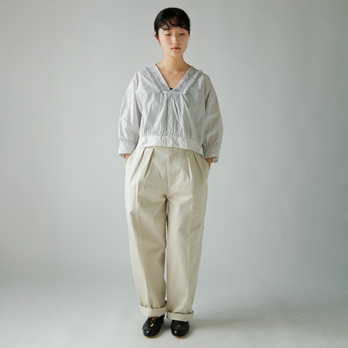 TOUJOURS トゥジュー リンクルコットンペーパー ボレロシャツ “Natural